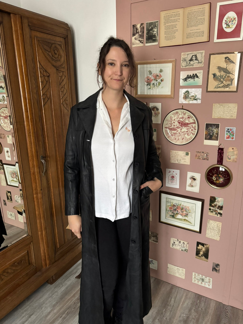 Redskins black leather maxi trench coat – Size 36 – 90s/2000s