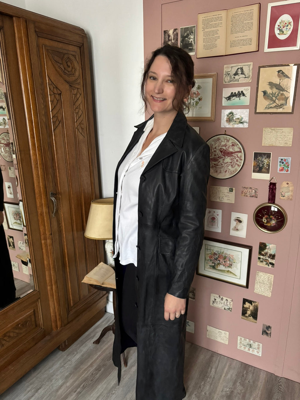 Redskins black leather maxi trench coat – Size 36 – 90s/2000s