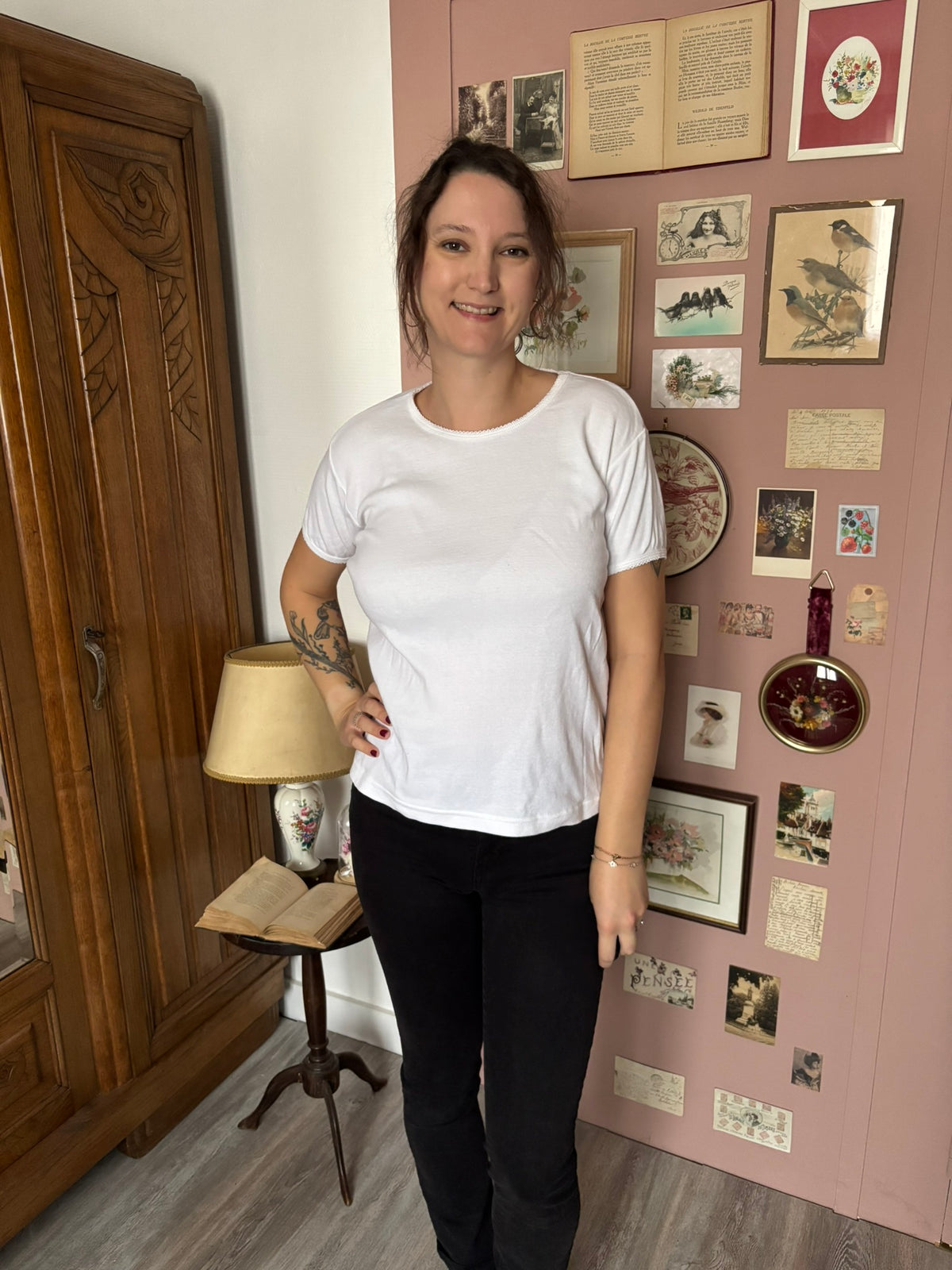T-shirt blanc en coton épais 3 Suisses – Du 40 au 44 – Années 90