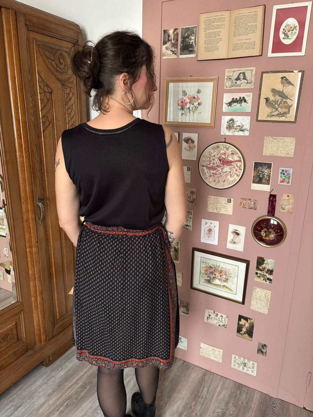 Bohemian folk-print skirt – Size 36 to 42 – 1980s