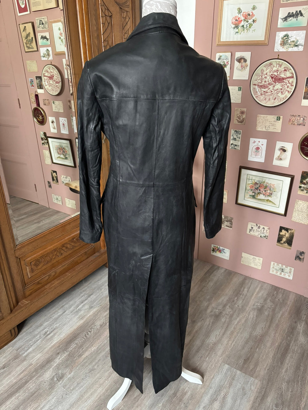 Redskins black leather maxi trench coat – Size 36 – 90s/2000s