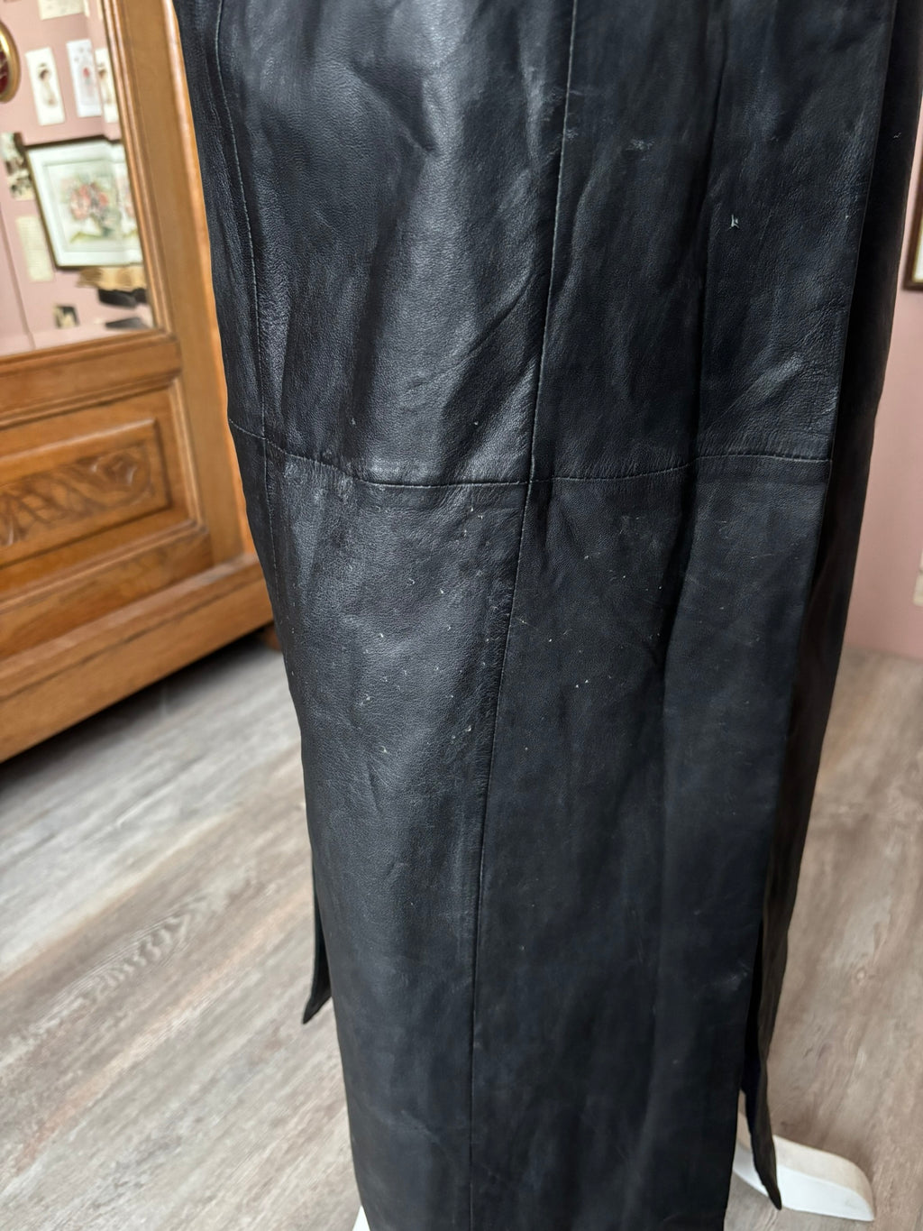 Redskins black leather maxi trench coat – Size 36 – 90s/2000s