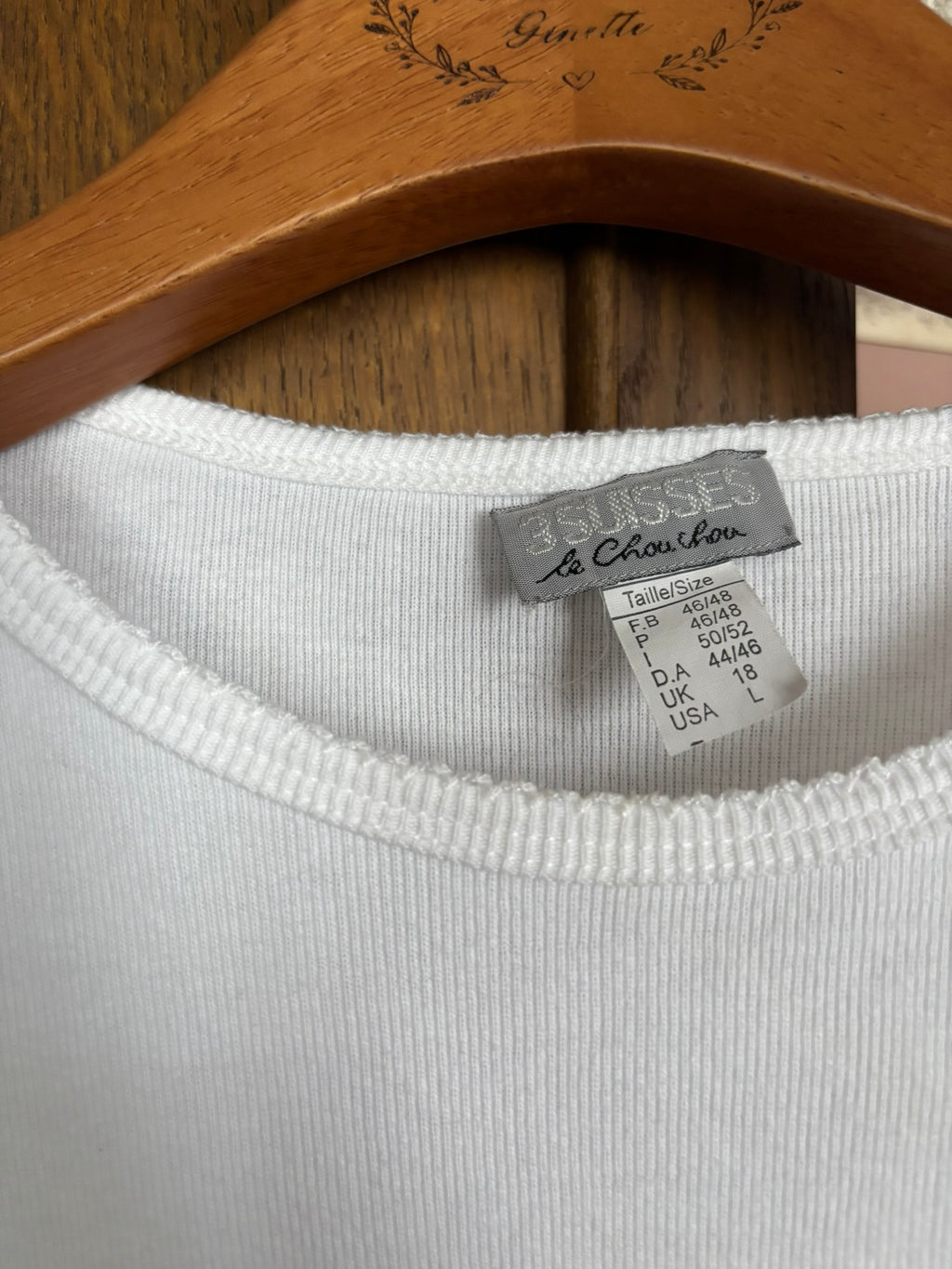 3 Suisses heavy cotton white T-shirt – Sizes 40 to 44 – 90s