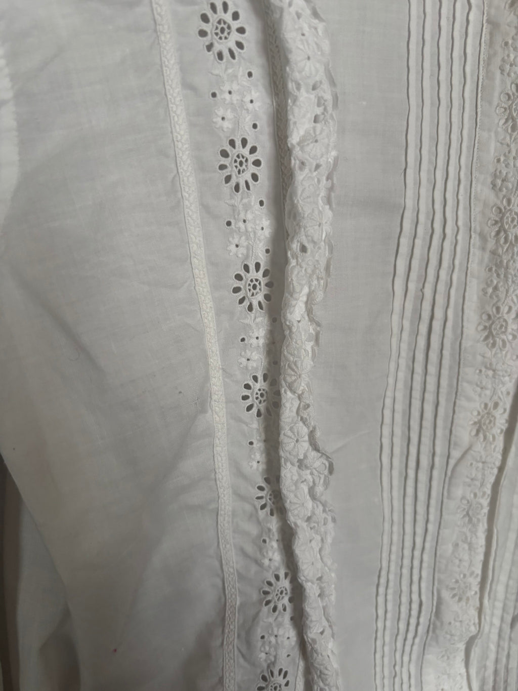 Antique white embroidered monogrammed shirt – size 36/38 – Early 20th century