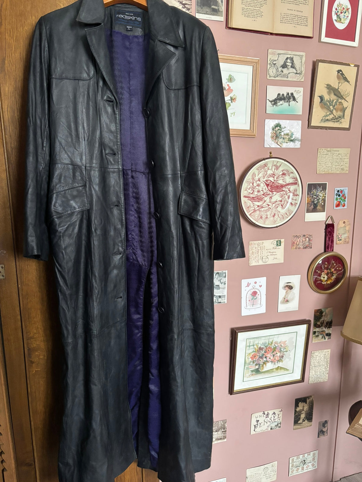 Redskins black leather maxi trench coat – Size 36 – 90s/2000s