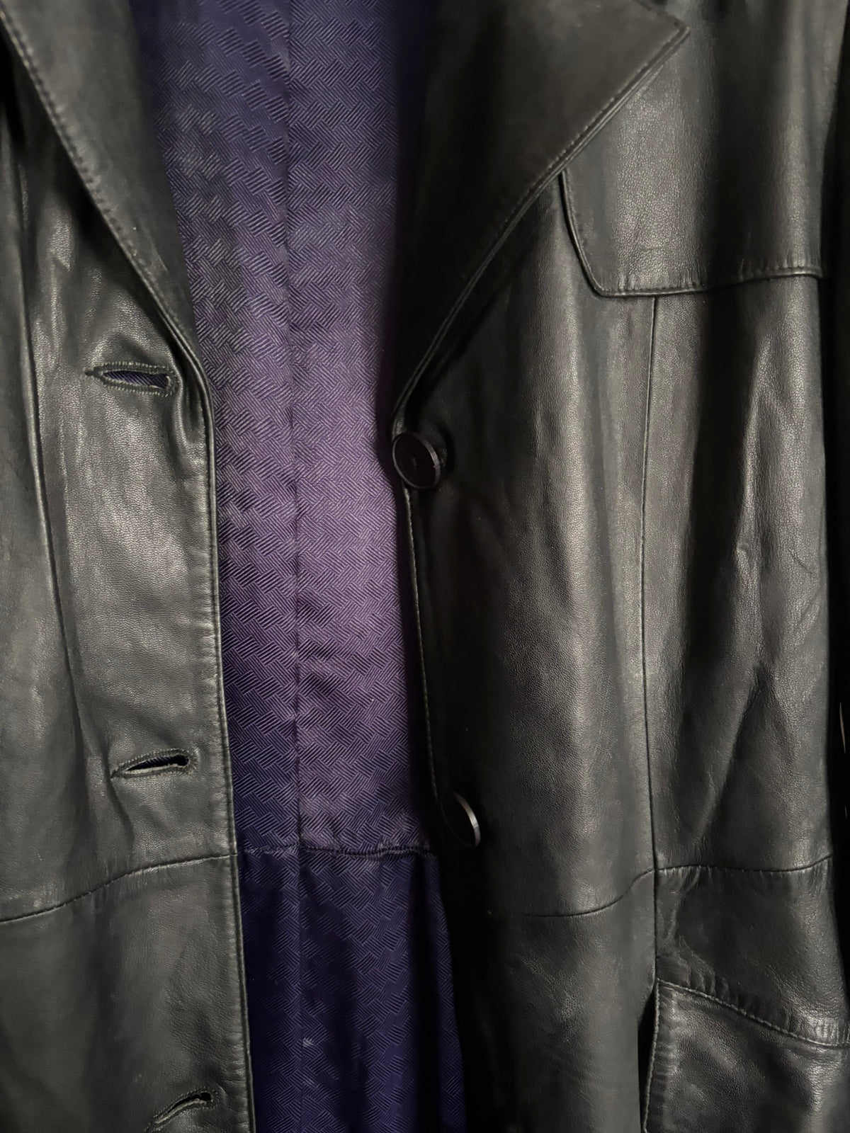 Redskins black leather maxi trench coat – Size 36 – 90s/2000s
