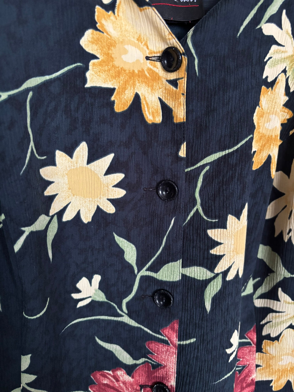 Navy blue floral button-down midi dress – Size 20/22 – 1990s