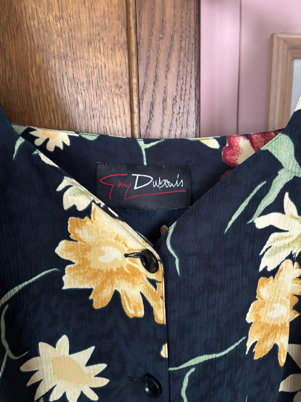 Navy blue floral button-down midi dress – Size 20/22 – 1990s