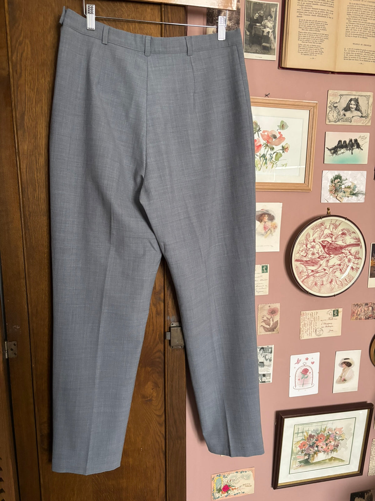 Pantalon de tailleur gris à pinces – T.42/44 – Années 90