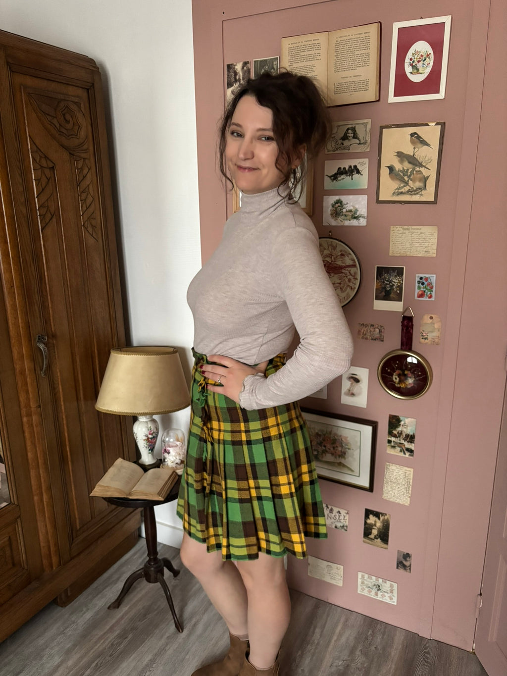 Wool plaid wrap skirt – Size 36 – 1960s/70s