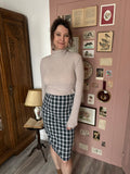 Blue and green plaid pencil skirt – Size 36/38 (US 4/6) – 80s/90s