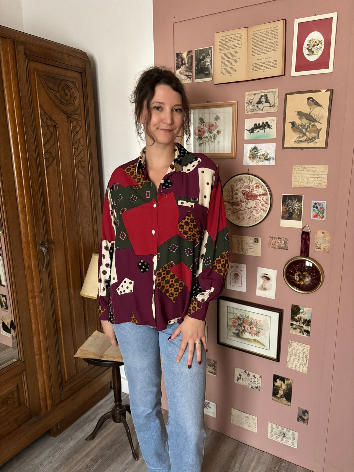 Chemise vintage à motifs patchwork – Du 40 au 44 - Années 80/90