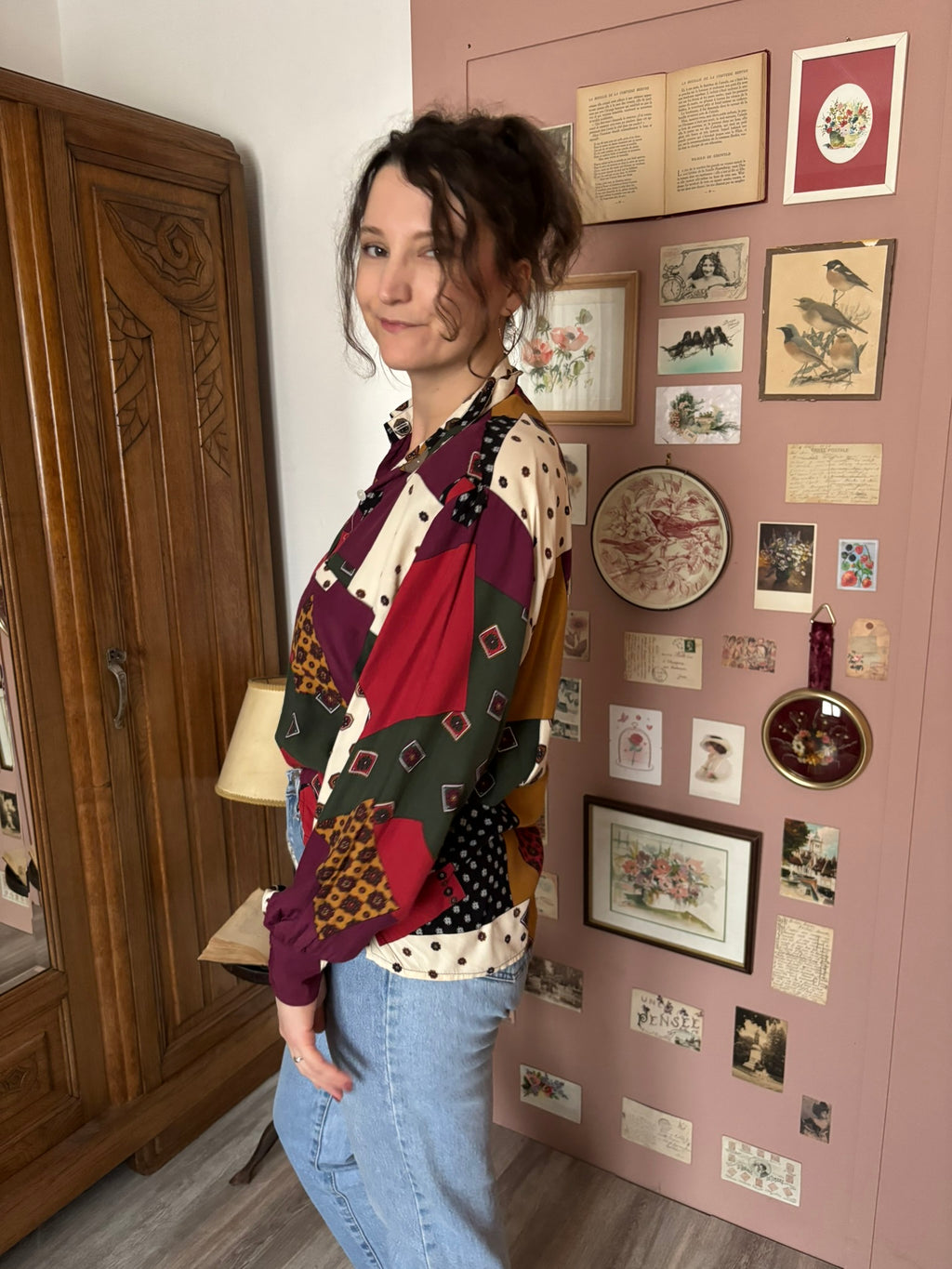 Vintage patchwork print shirt – Size 40 to 44 – 80s/90s