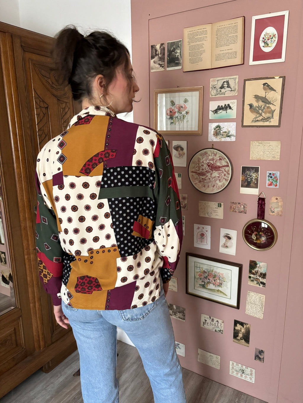 Vintage patchwork print shirt – Size 40 to 44 – 80s/90s