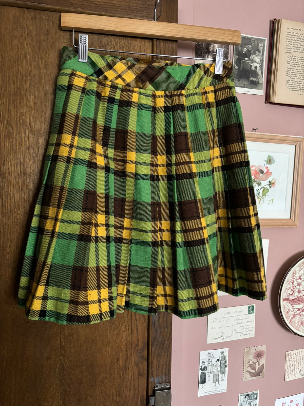 Wool plaid wrap skirt – Size 36 – 1960s/70s