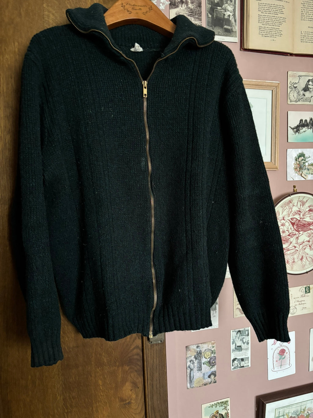 Gilet zippé vintage vert sapin unisexe – Du 38 au 42 – Années 70/80