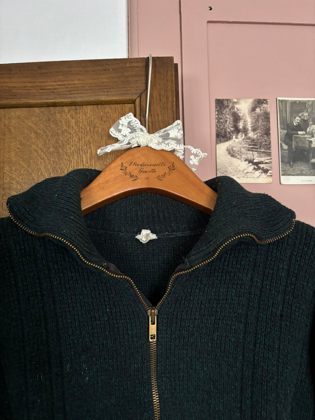 Gilet zippé vintage vert sapin unisexe – Du 38 au 42 – Années 70/80