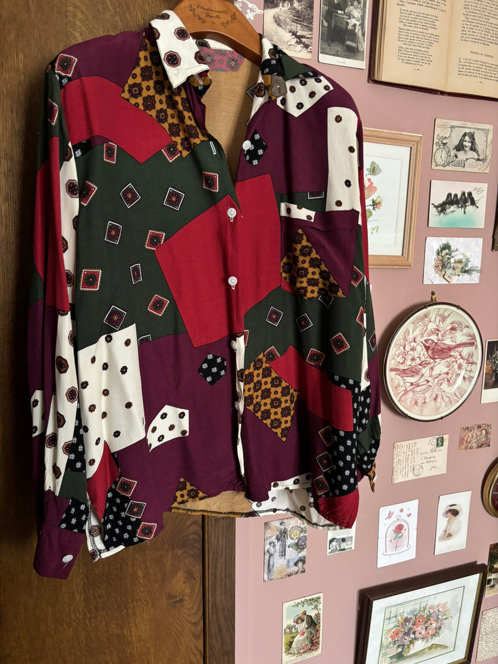 Vintage patchwork print shirt – Size 40 to 44 – 80s/90s