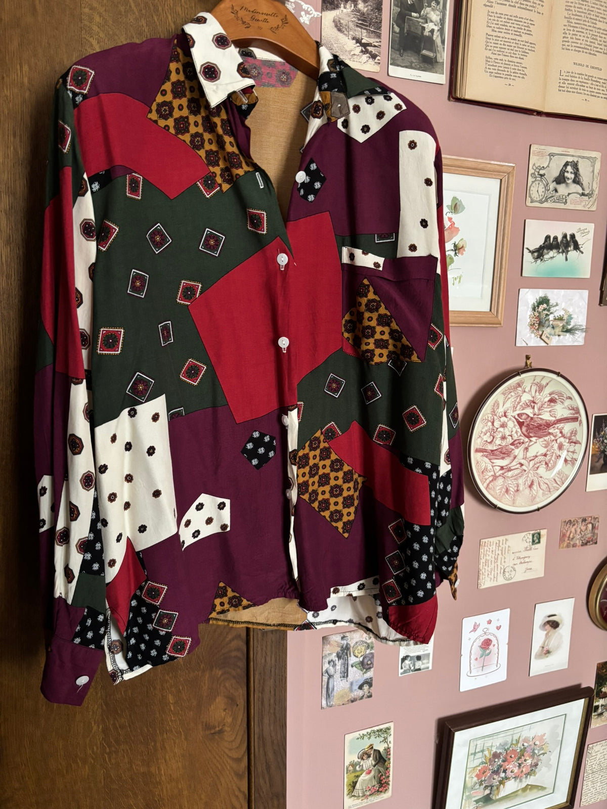 Chemise vintage à motifs patchwork – Du 40 au 44 - Années 80/90