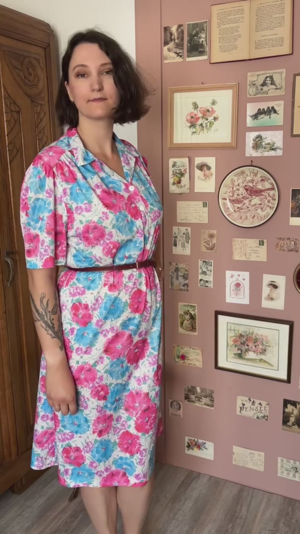 Robe vintage fleurie pastel – T.42/44 - Années 90