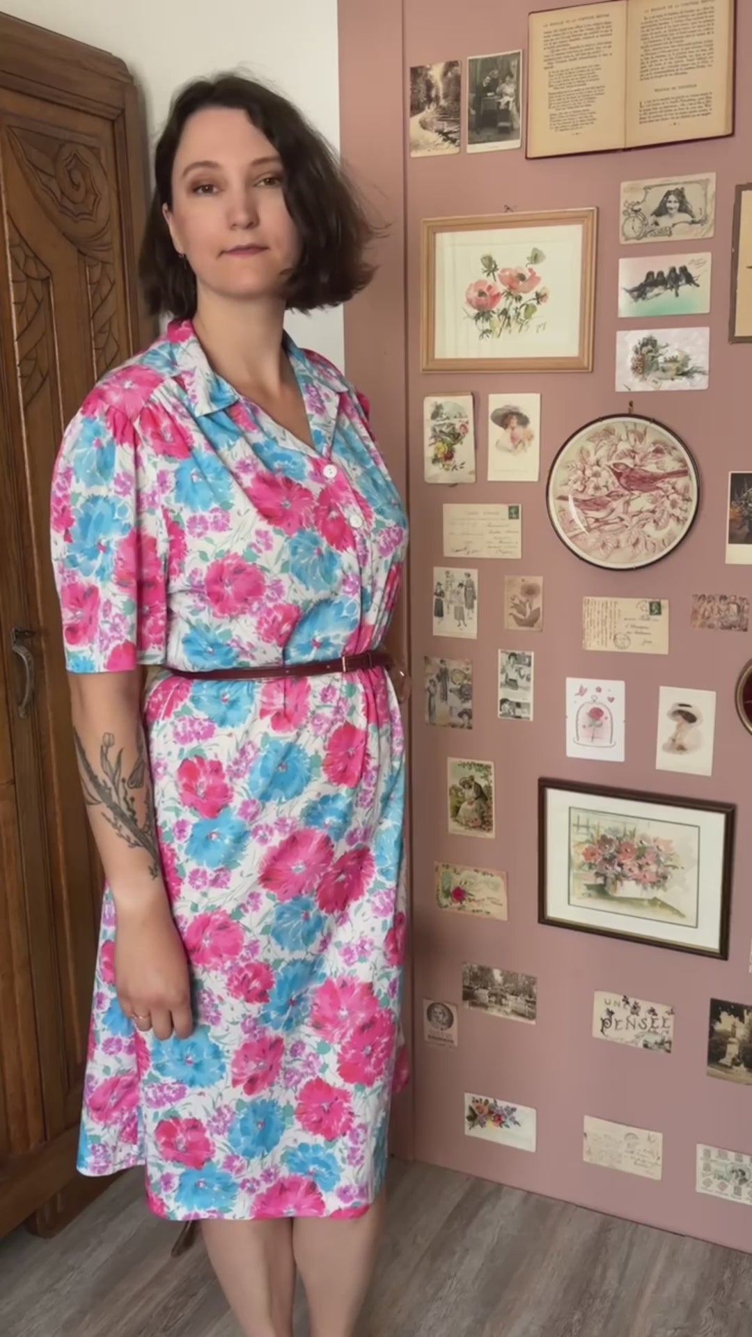 Robe vintage fleurie pastel – T.42/44 - Années 90