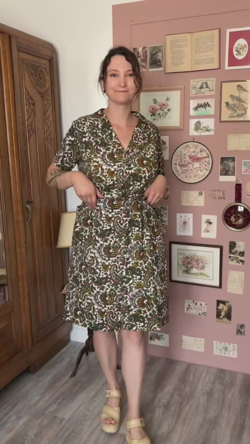 Robe chemise motif cachemire – T.46/48 – Vintage années 90