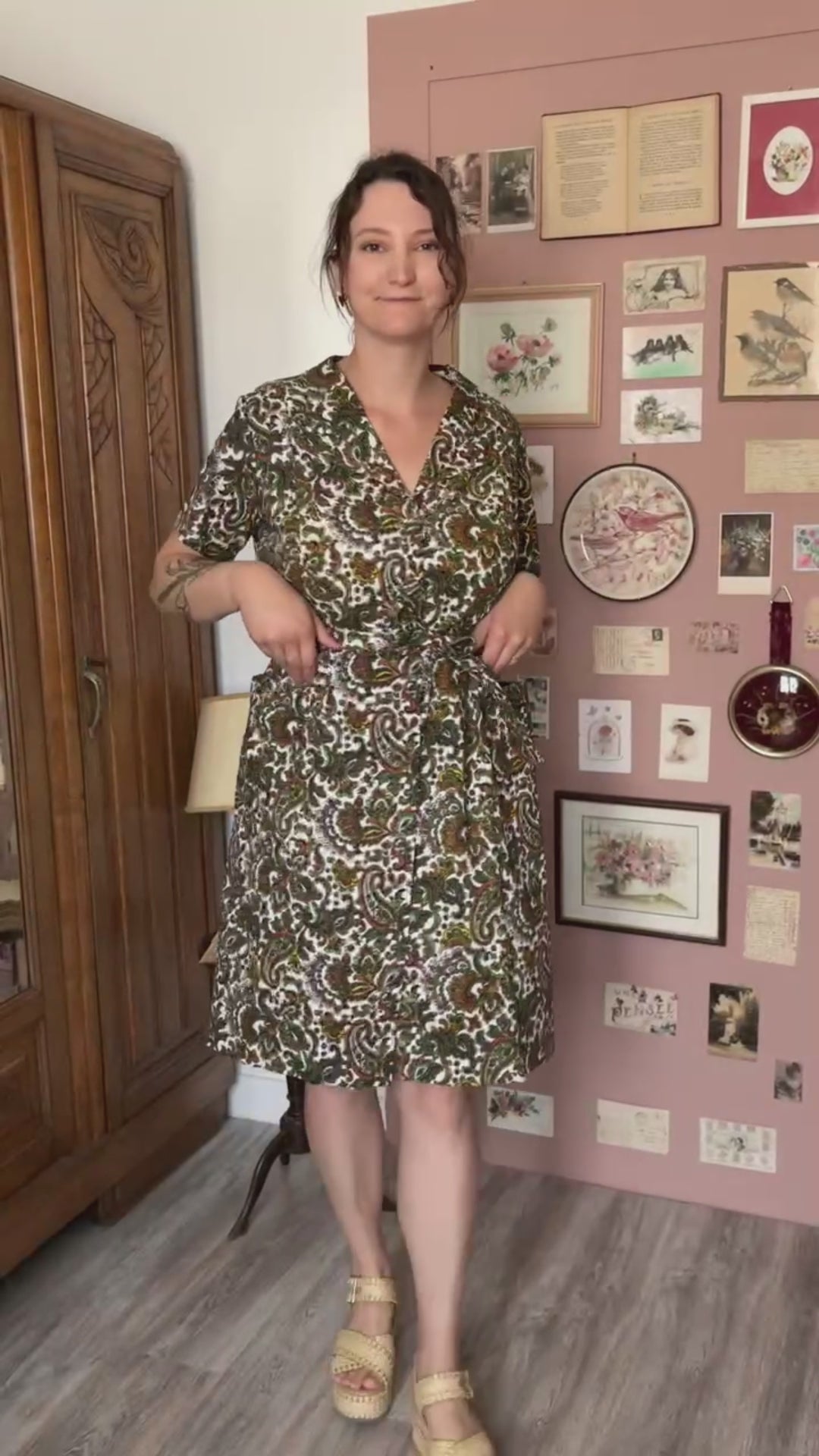 Robe chemise motif cachemire – T.46/48 – Vintage années 90