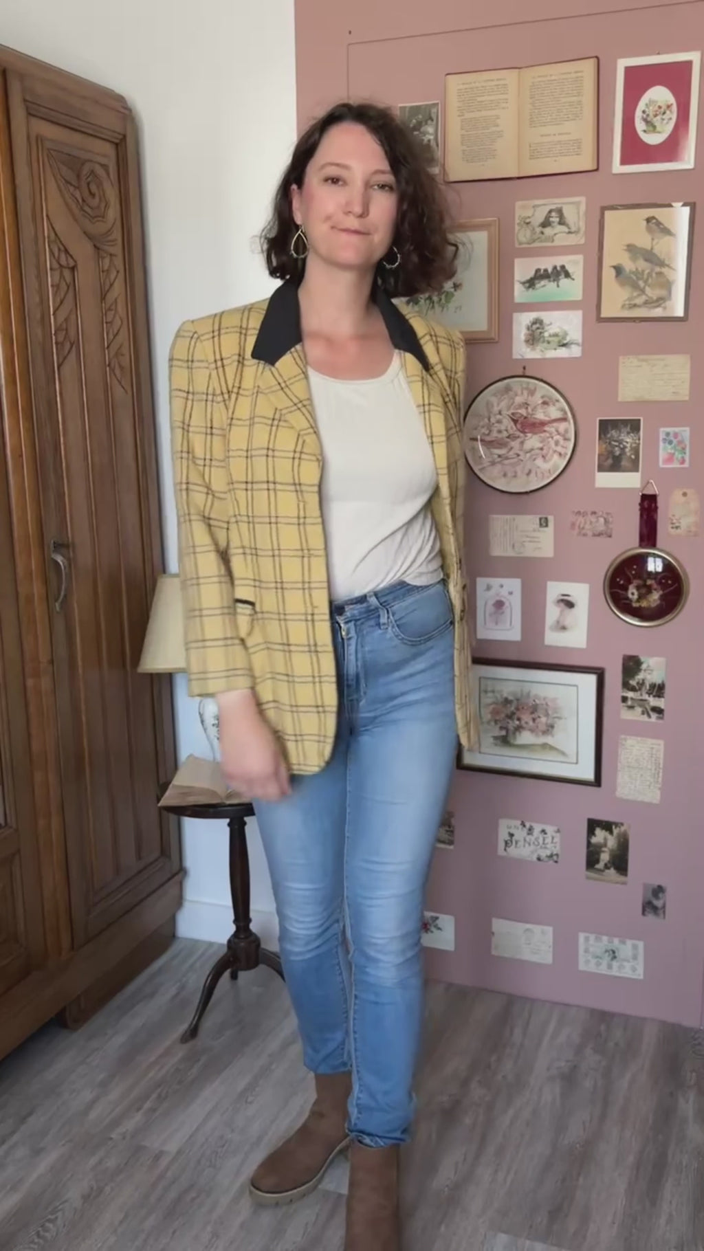 Blazer vintage à carreaux moutarde –T.38/40-  Années 80/90