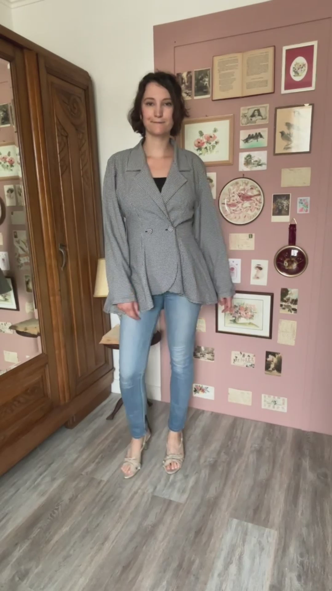 Veste vichy asymétrique – Fiorella di Verdi – T.38 – Vintage années 90