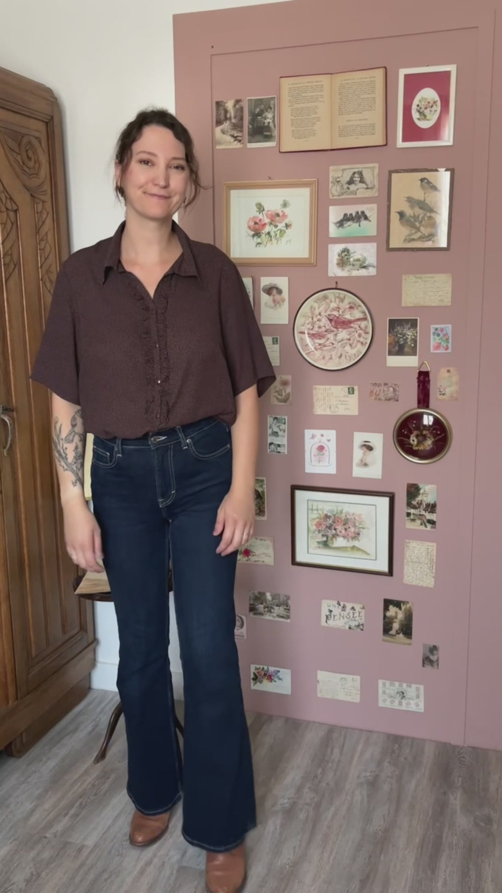 Chemisier fluide à petits pois Anne Weyburn – Du 42 au 46 – Vintage années 80/90