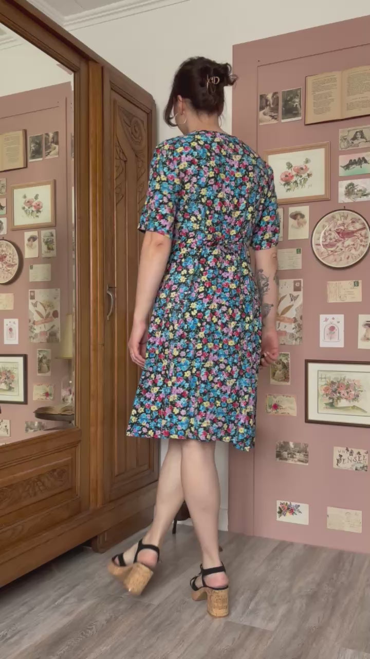 Robe fleurie fluide boutonnée – T.38/40 - Vintage années 80/90