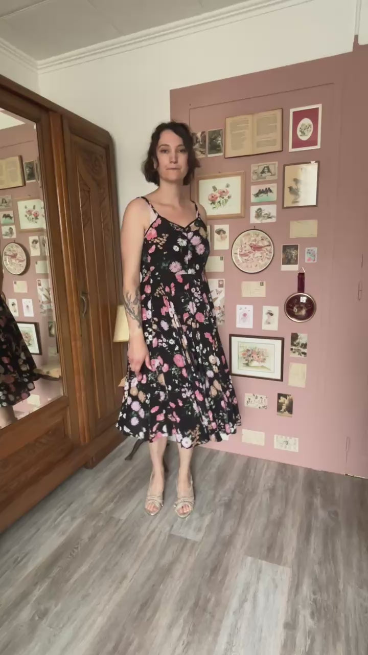 Robe fleurie en viscose – Pronostic – T.34/36 – Vintage années 80/90