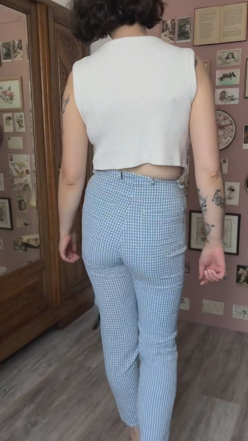 Gilet sans manches gaufré écru – T.36- Vintage années 90