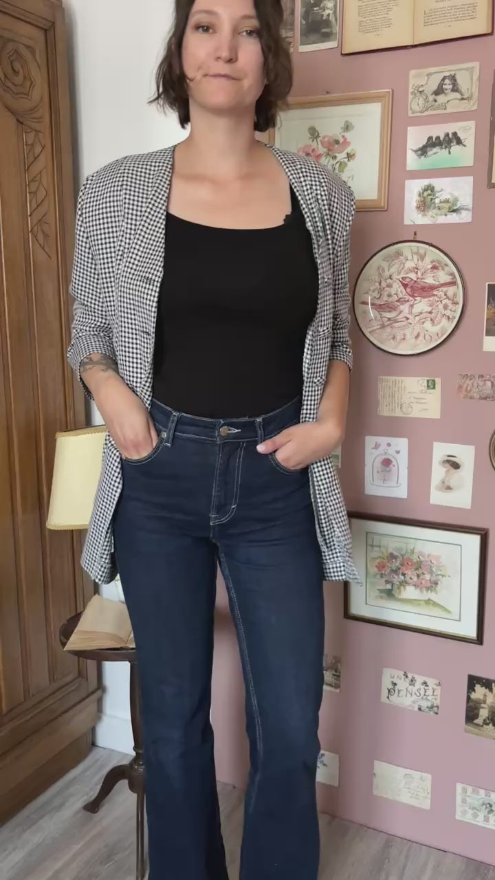 Veste vichy vintage noir & blanc – T.44/46 - Années 80/90