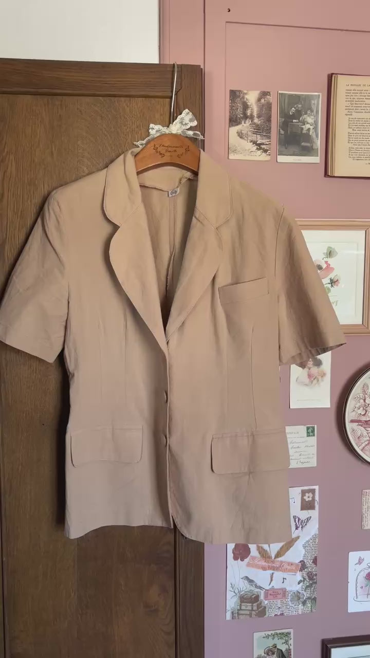 Veste tailleur d'été safari beige –T.38 - Vintage années 80/90
