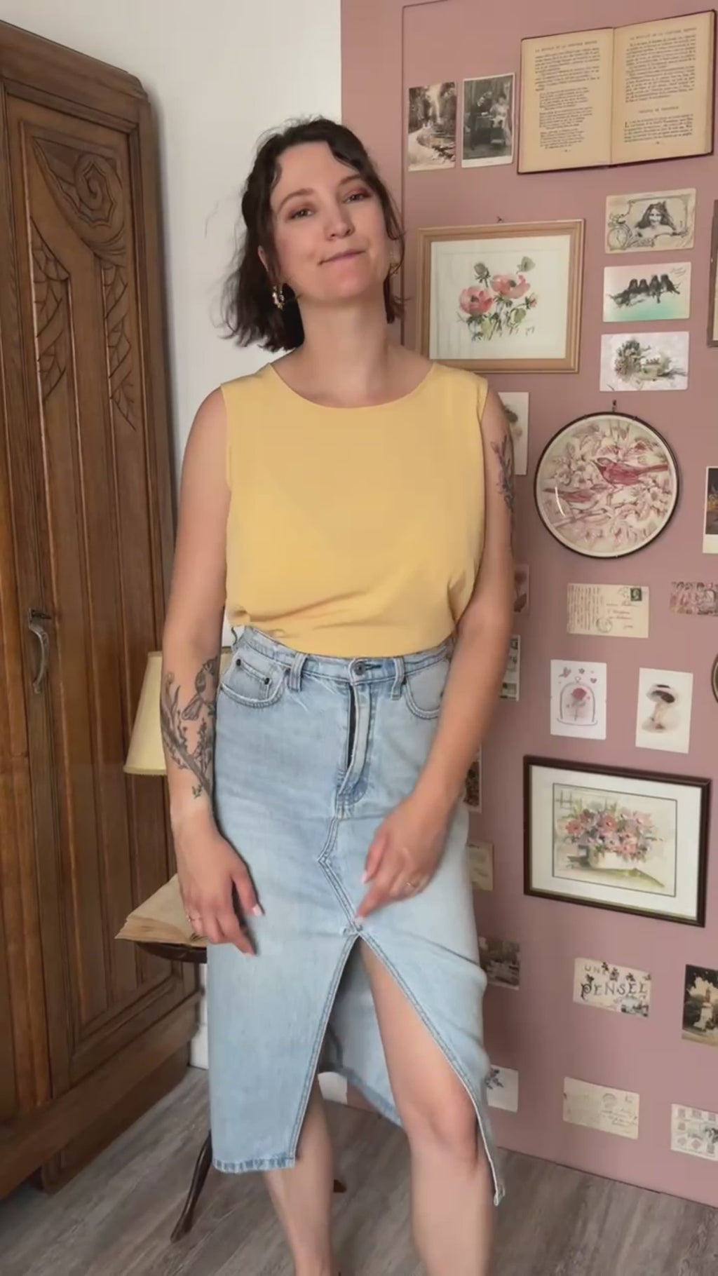 Vintage butter yellow fluid tank top – Size M/L - 90s