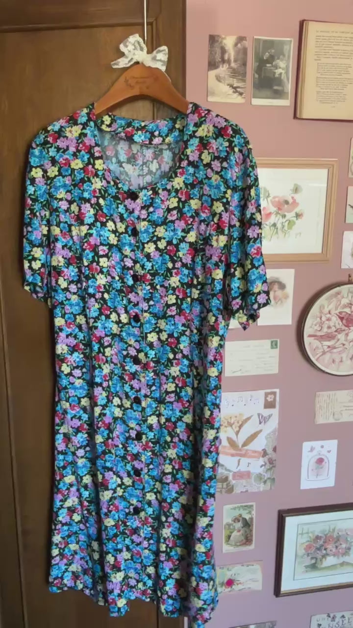 Robe fleurie fluide boutonnée – T.38/40 - Vintage années 80/90
