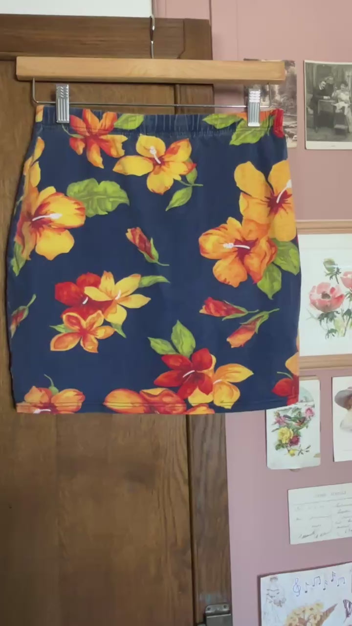 Mini jupe fleurie hawaïenne – Vintage années 90 - Taille 32
