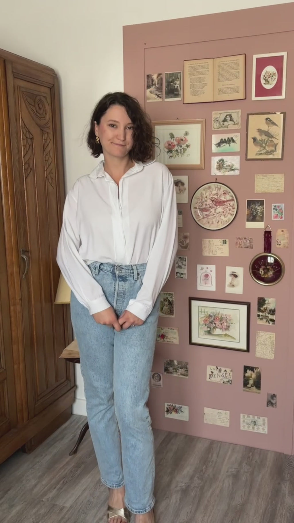 Chemise vintage blanche fluide brodée- Du 38 au 42 – Années 80/90