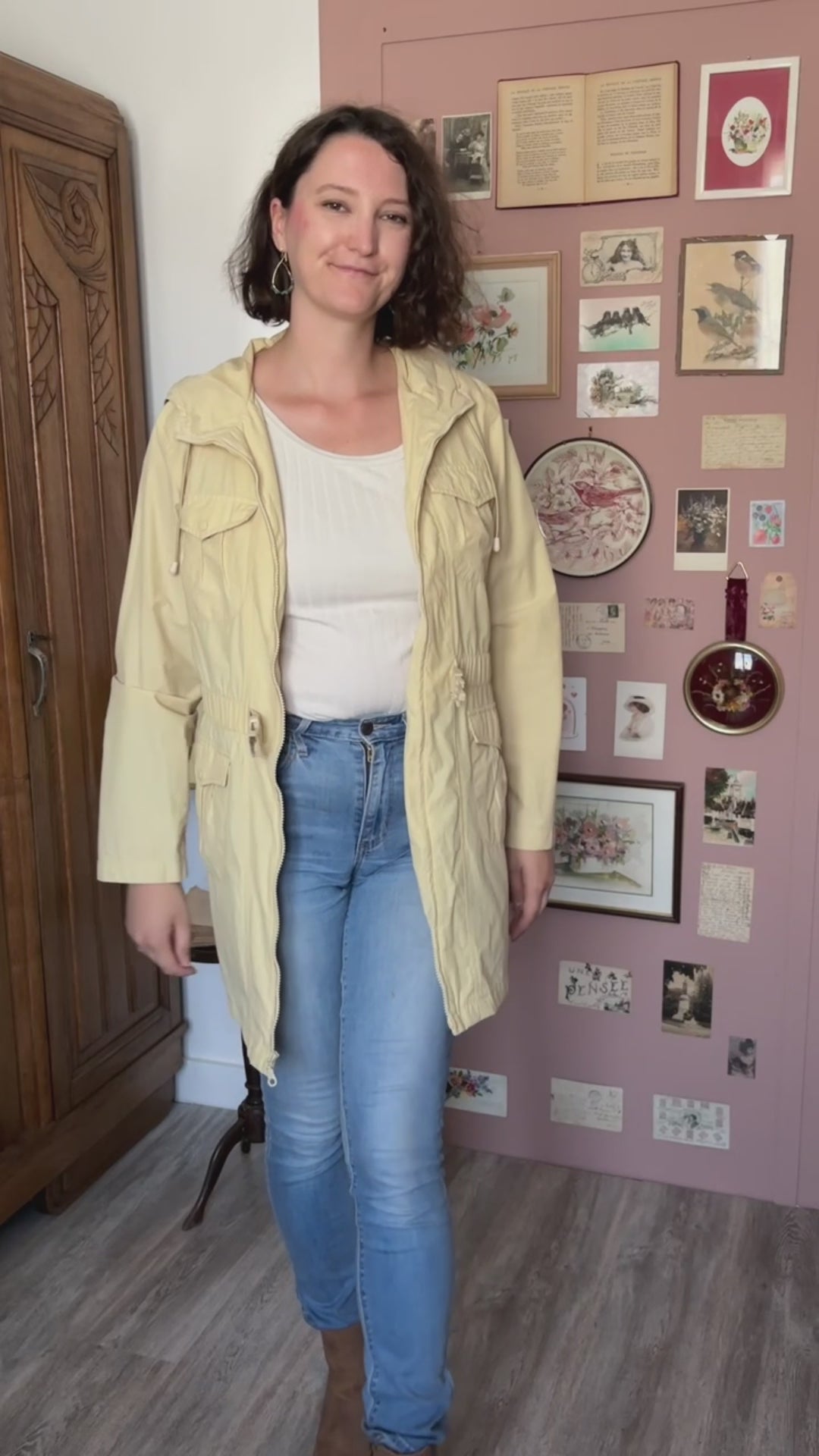 Parka légère vintage jaune pâle – T.38/40 -  Années 90/2000