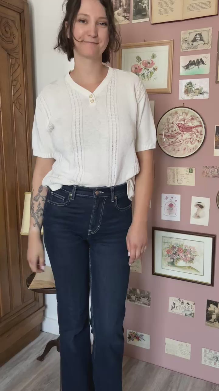 T-shirt maille vintage écru – T.38/40 – Années 80/90