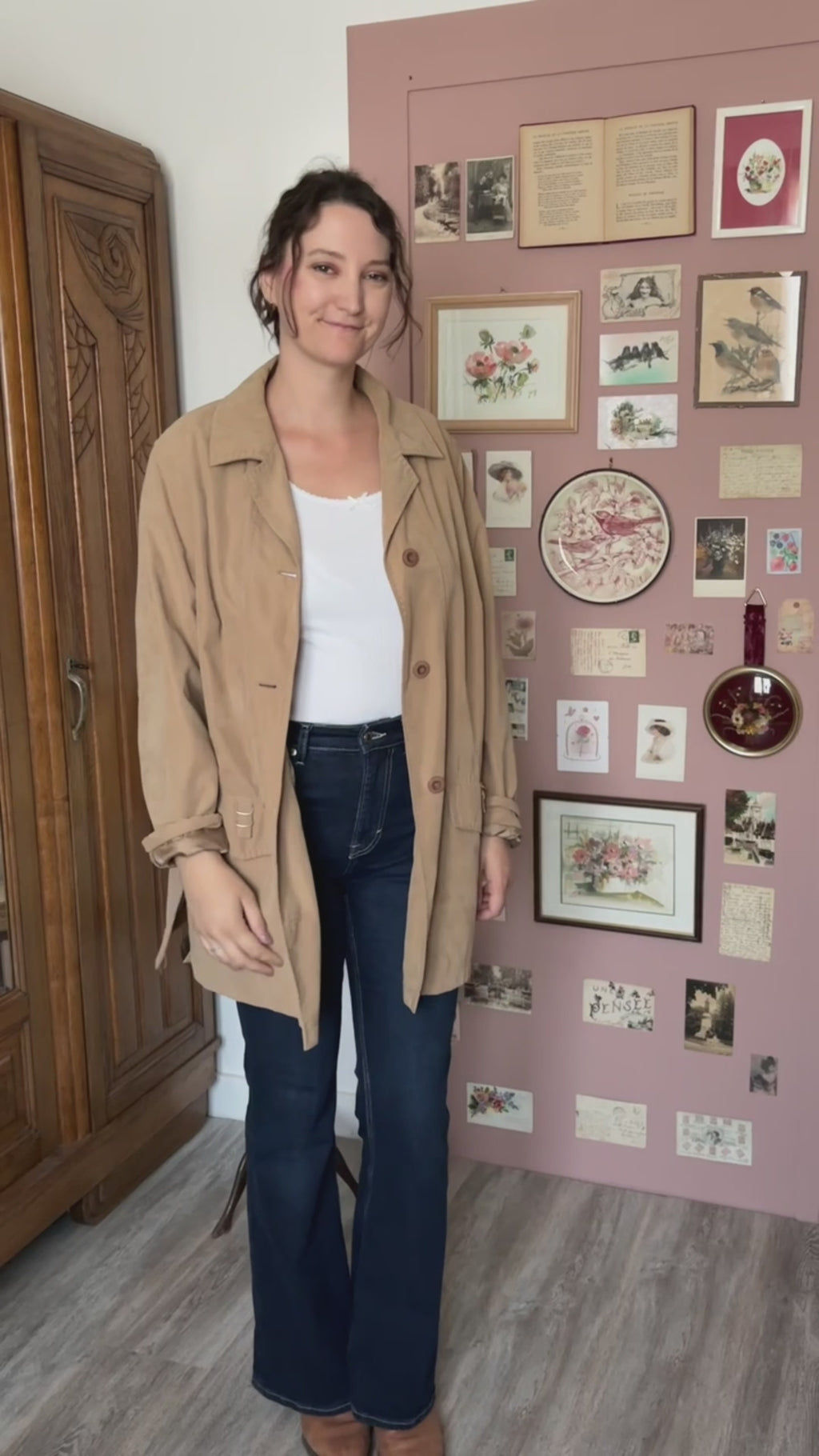 Veste longue beige Damart – T.44/46 – Vintage années 80/90