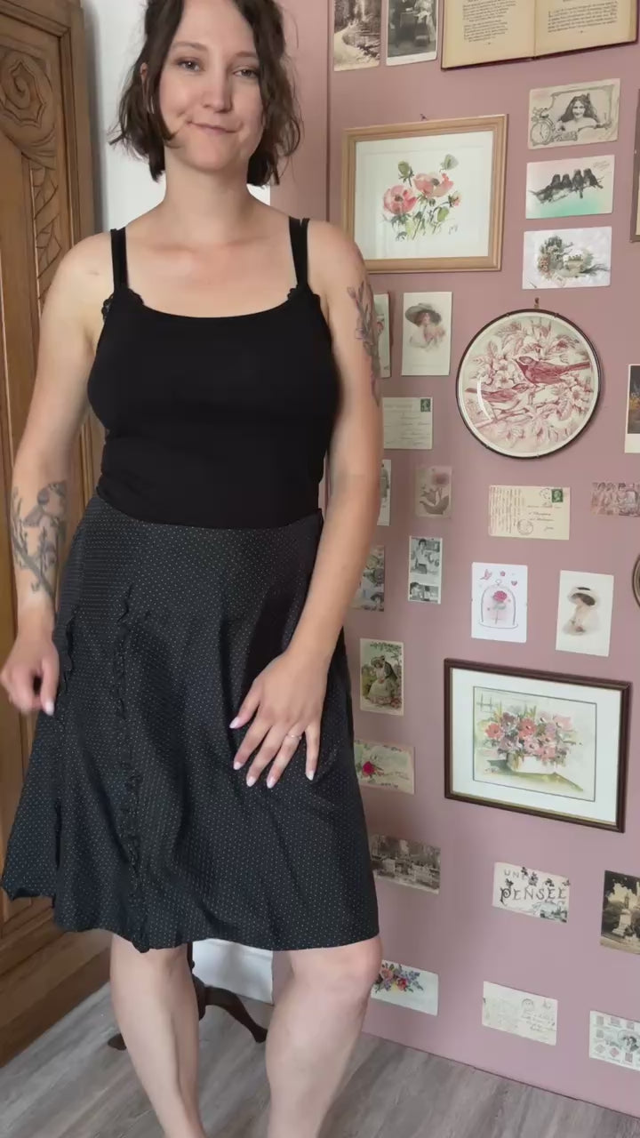 Jupe fluide en soie à pois – T.40 – Sportmax – Vintage – Années 90/2000