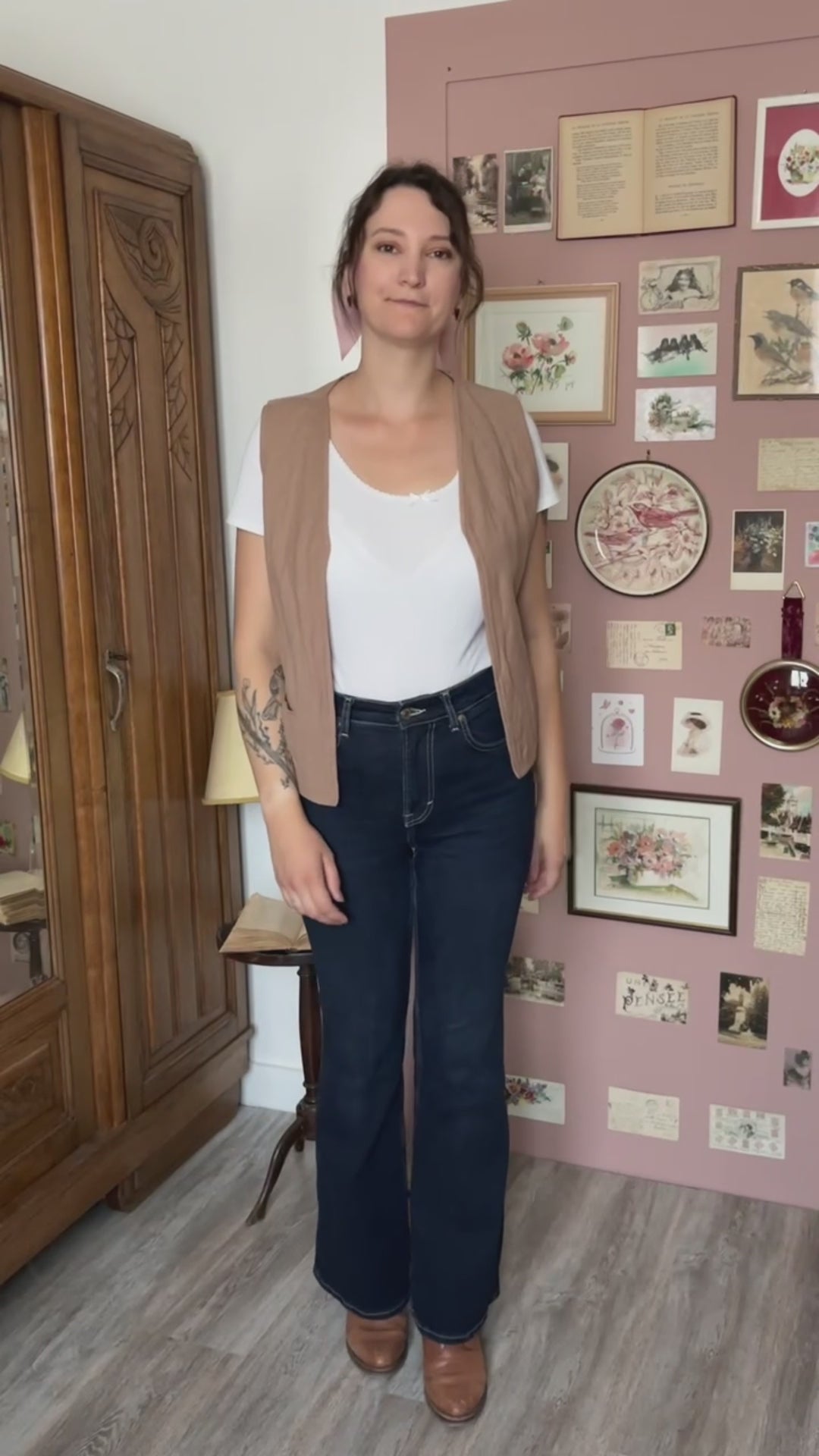 Gilet sans manches réversible rayé – T.36/38 – Vintage années 70