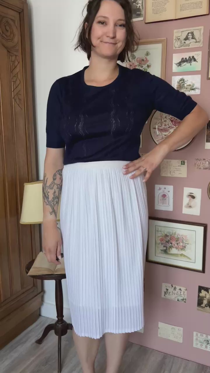 Jupe midi plissée blanche – T. 34/36 – Vintage années 90