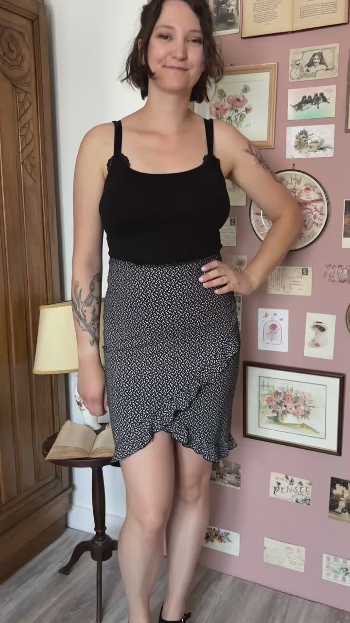 Jupe liberty noire – T. 34/36 – Vintage années 90/2000