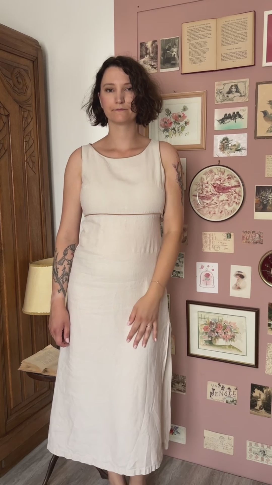 Robe longue en lin beige – GAP – T. 36 – Vintage années 90/2000